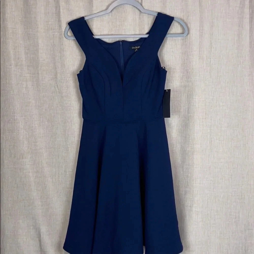 City Studio Navy Blue Sweetheart Neck‎ Dress Size 3
